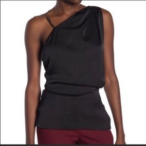 Reiss One Shoulder Asymmetrical Top • Chain Straps